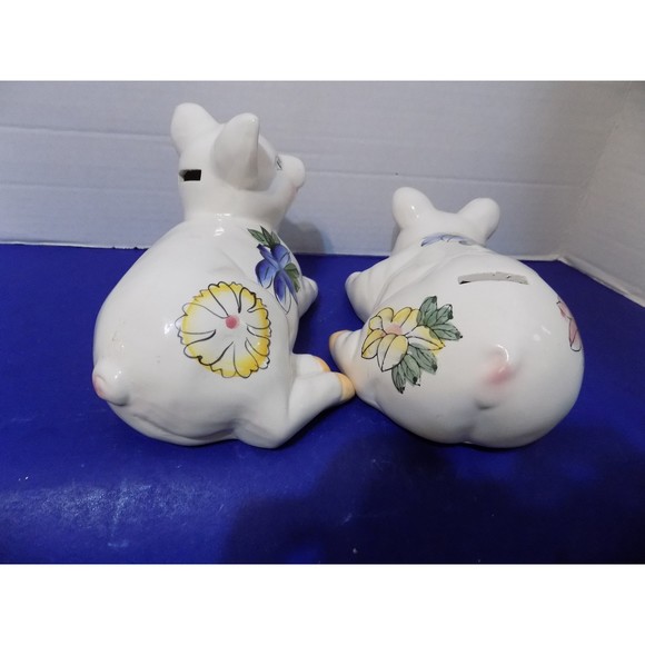 Set of Ceramic Pig Piggy Bank's Figurine Statue Country Farm Decor - Picture 2 of 7